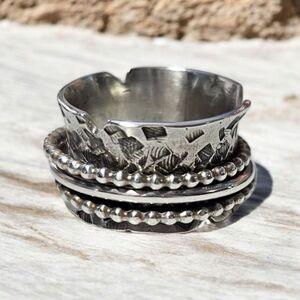New Spinner Ring, Meditative, Fidget Friendly, Sterling Silver, Size 6.5